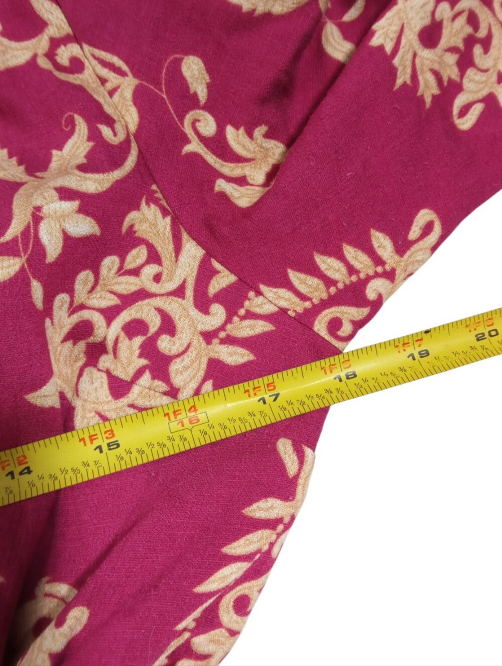 Umgee Pink Floral Midi Dress Sz L Smocked Waist Tie Neck Boho Cottagecore Tiered - Picture 5 of 9